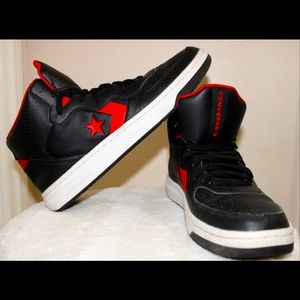 Converse Rival Mid Black/Enamel Red/White | Unisex shoes ‼️((worn two times))‼️